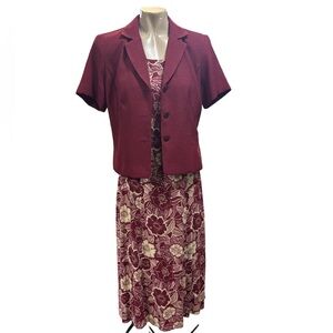 Danny & Nicole Burgundy Floral Dress Set